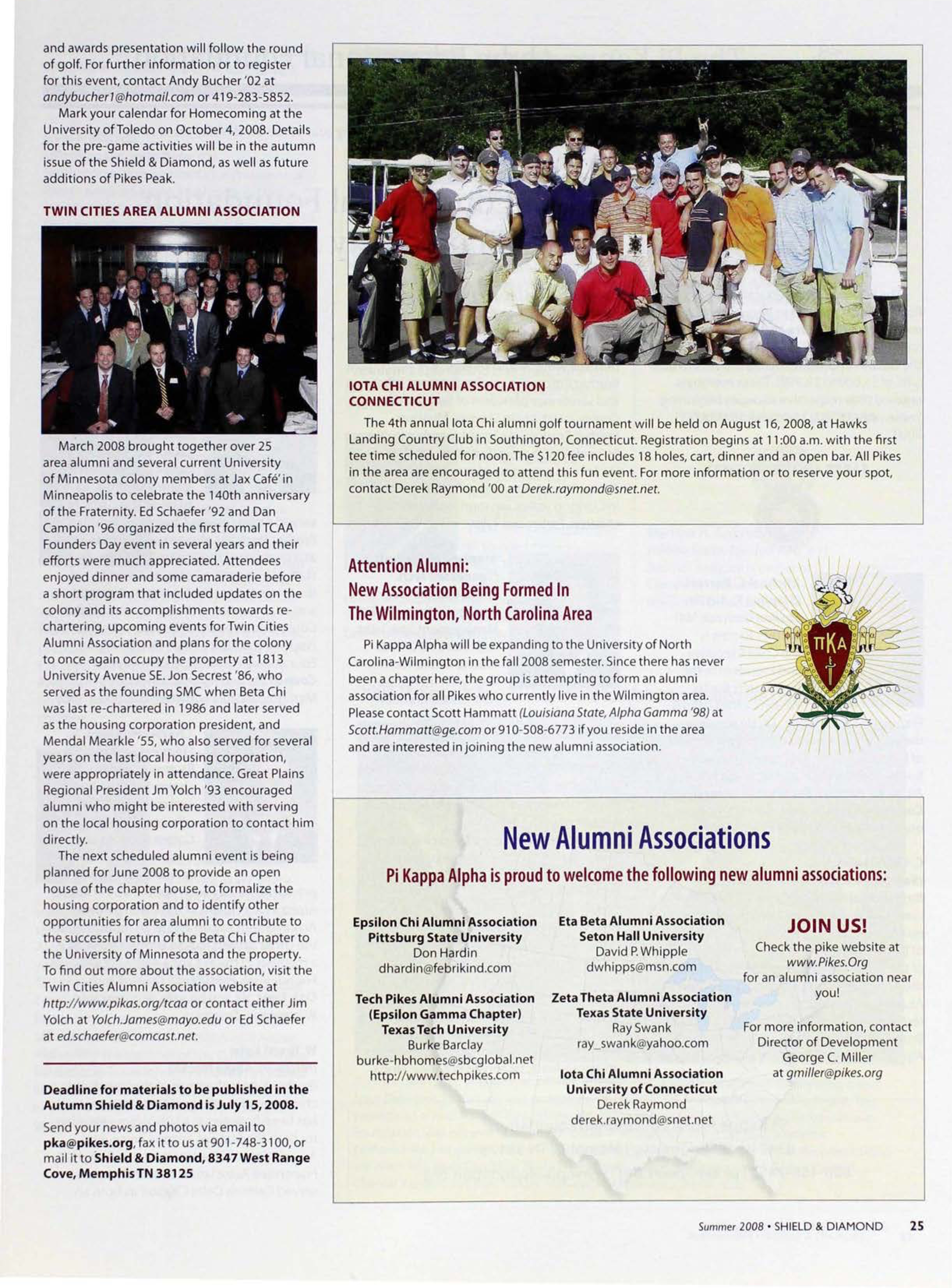 New Alumni Associations, Summer 2008